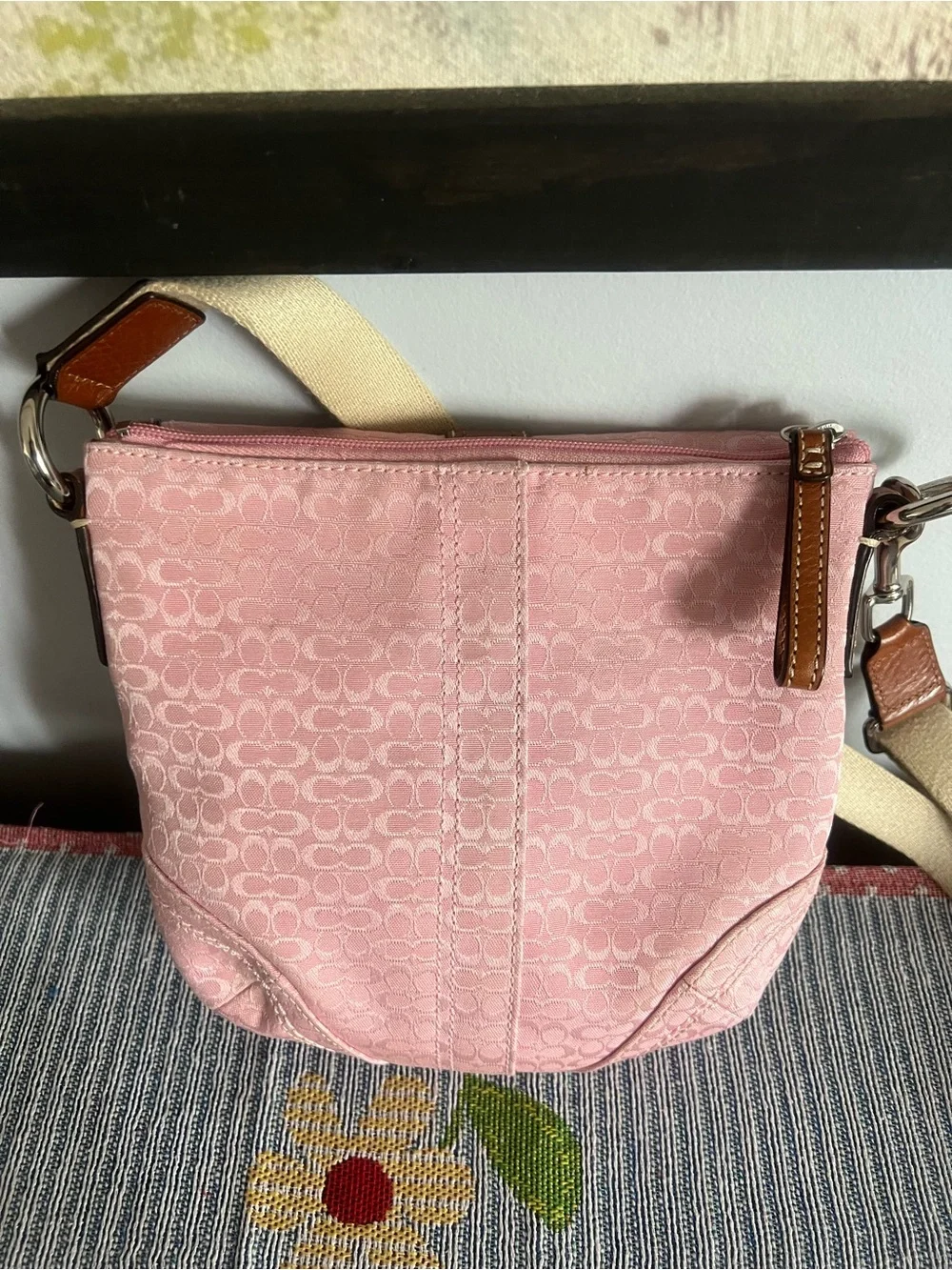 Coach SOHO Pink Signature C's Buckle Flap Crossbody Bag